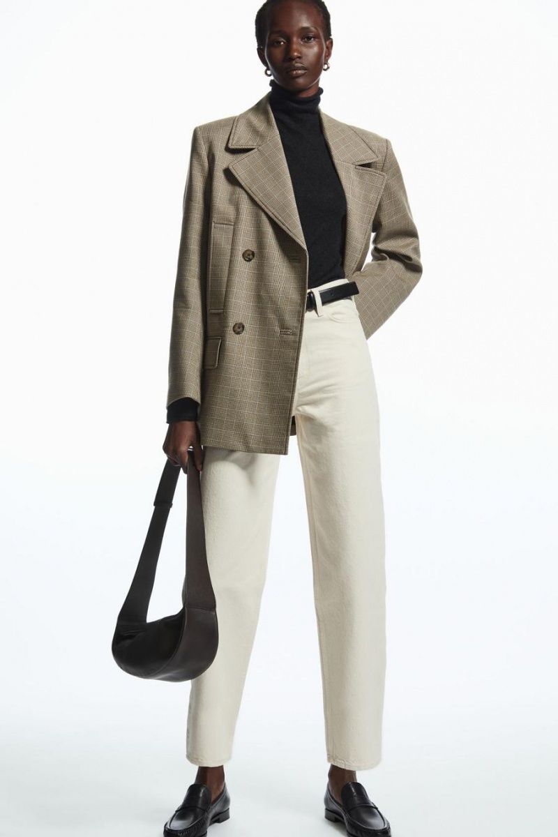 Blazer Dama COS Checked Double-breasted Maro | NHOWG-0685