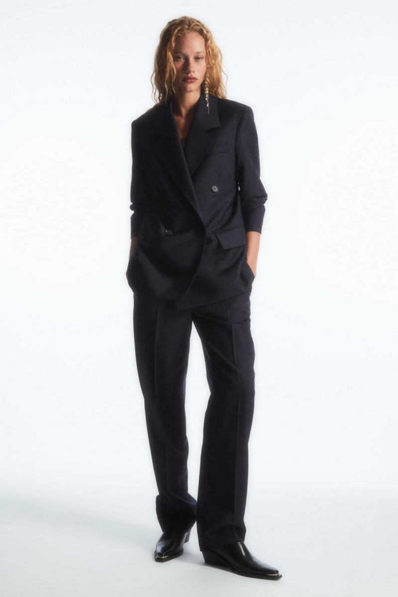 Blazer Dama COS Double-breasted Lână Bleumarin | FEPSN-8201