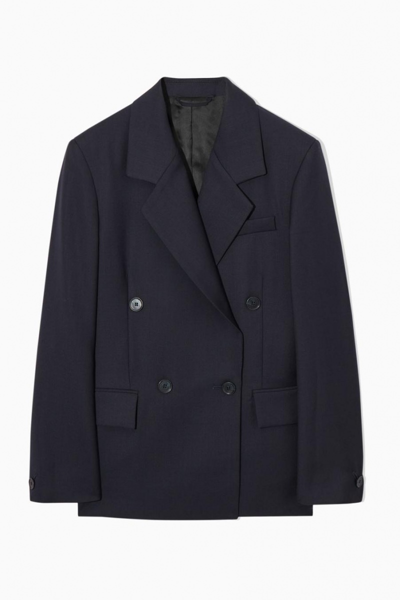 Blazer Dama COS Double-breasted Lână Bleumarin | FEPSN-8201