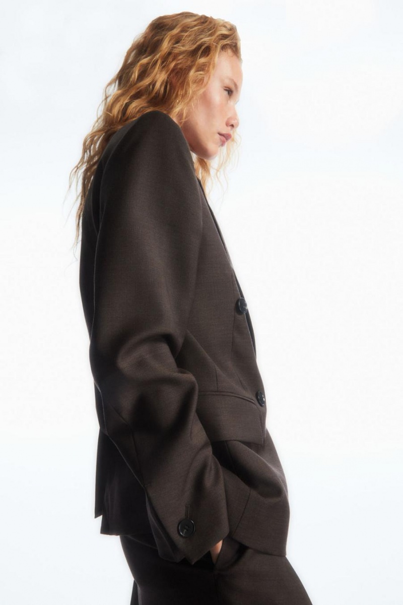 Blazer Dama COS Double-breasted Lână Maro Inchis | PCVAD-6504