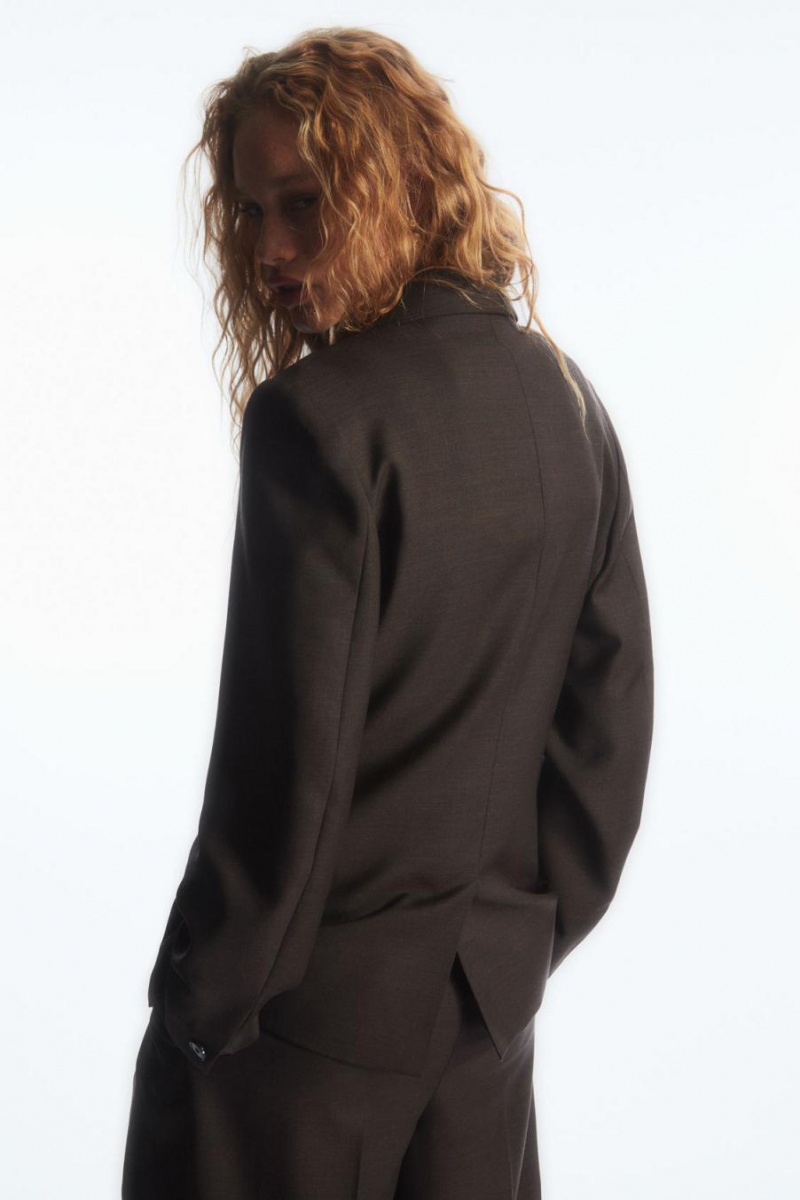 Blazer Dama COS Double-breasted Lână Maro Inchis | PCVAD-6504