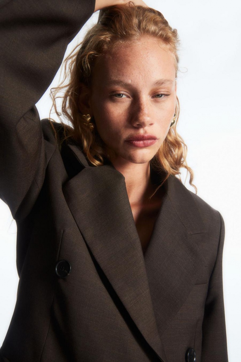 Blazer Dama COS Double-breasted Lână Maro Inchis | PCVAD-6504