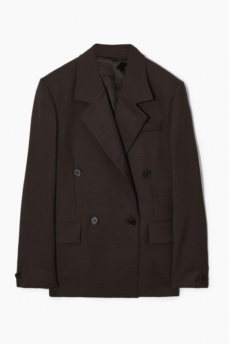 Blazer Dama COS Double-breasted Lână Maro Inchis | PCVAD-6504
