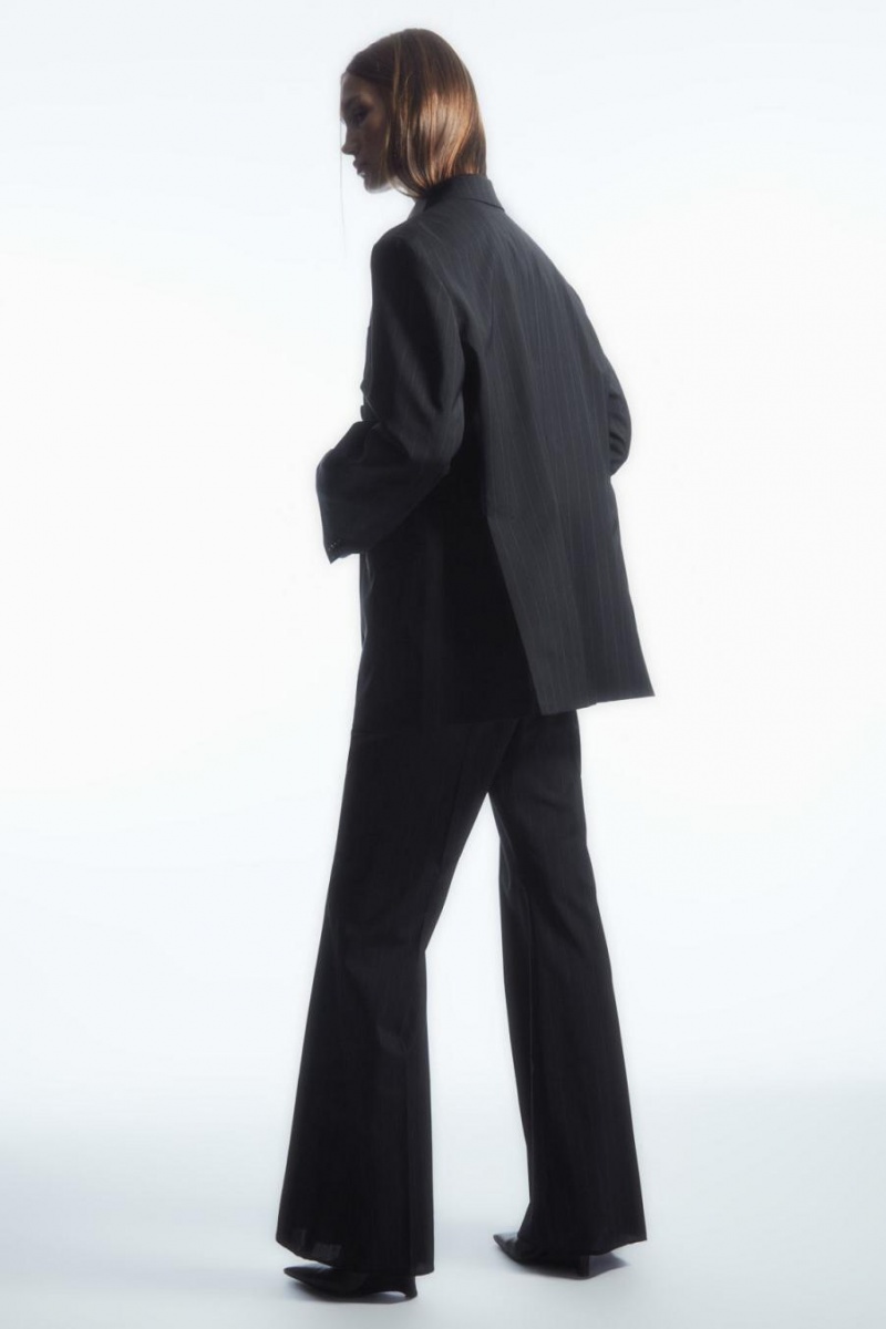 Blazer Dama COS Oversized Pinstriped Lână Bleumarin | JUAPB-0476