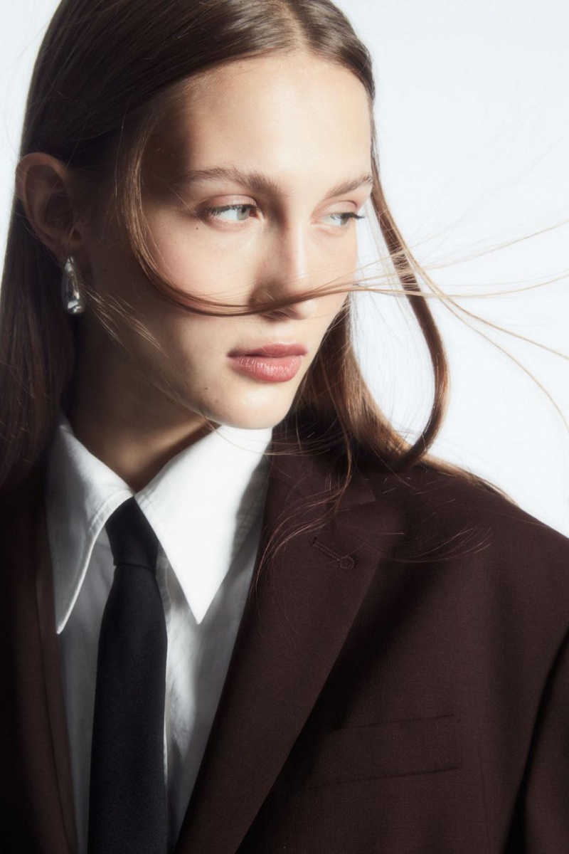 Blazer Dama COS Rounded Lână Maro Inchis | JWKET-8793