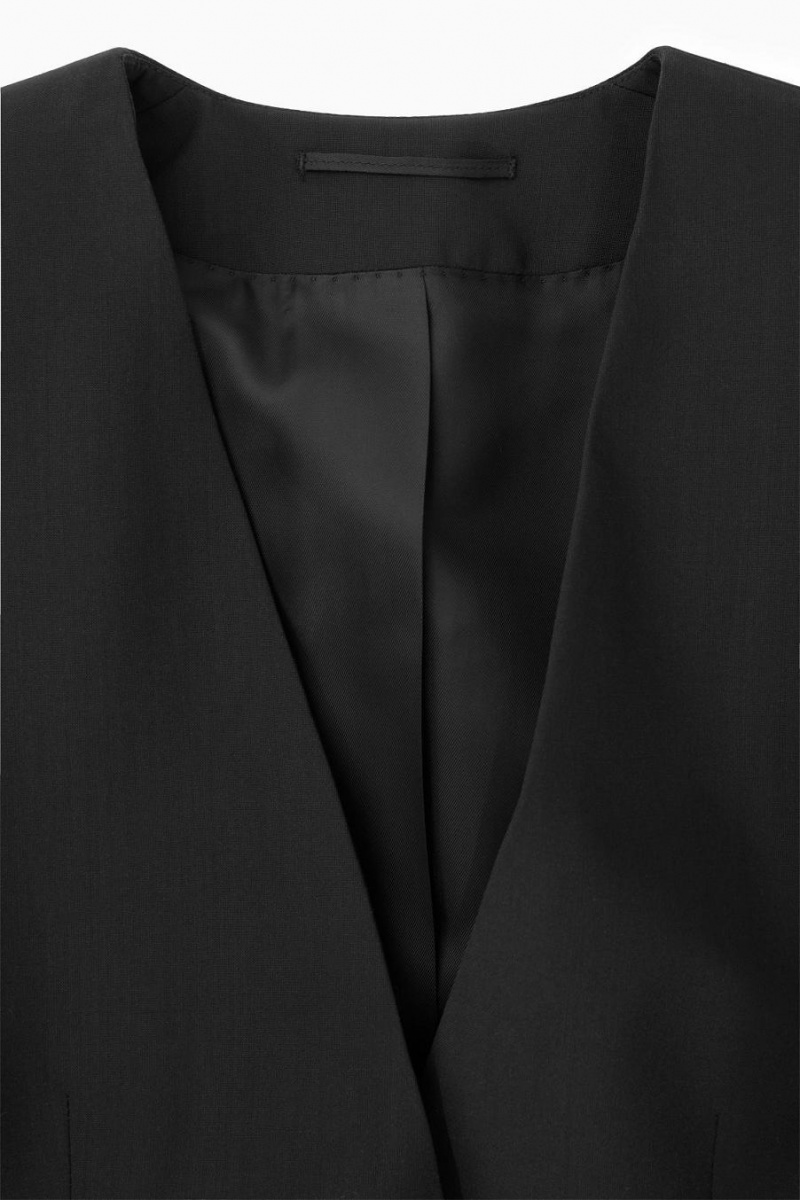 Blazer Dama COS Sculpted Collarless Lână Negrii | NZQAW-4037