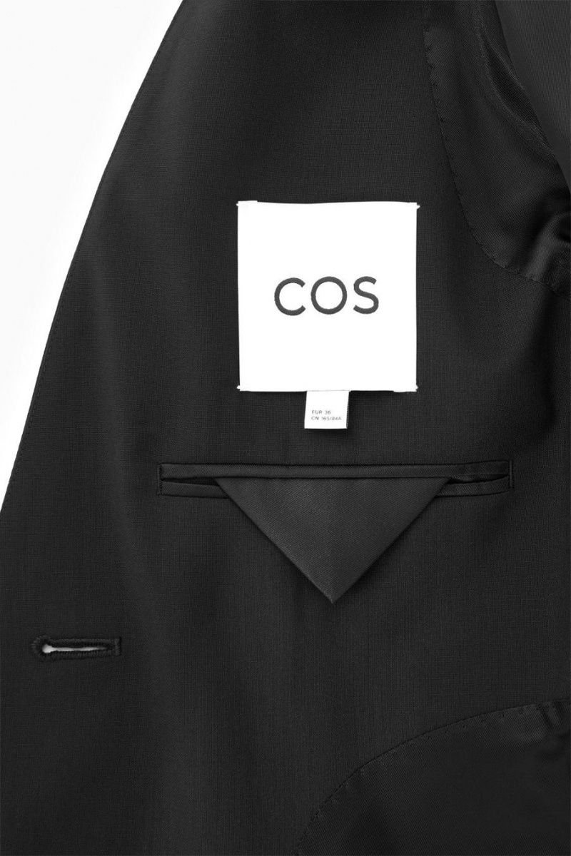 Blazer Dama COS Sculpted Collarless Lână Negrii | NZQAW-4037