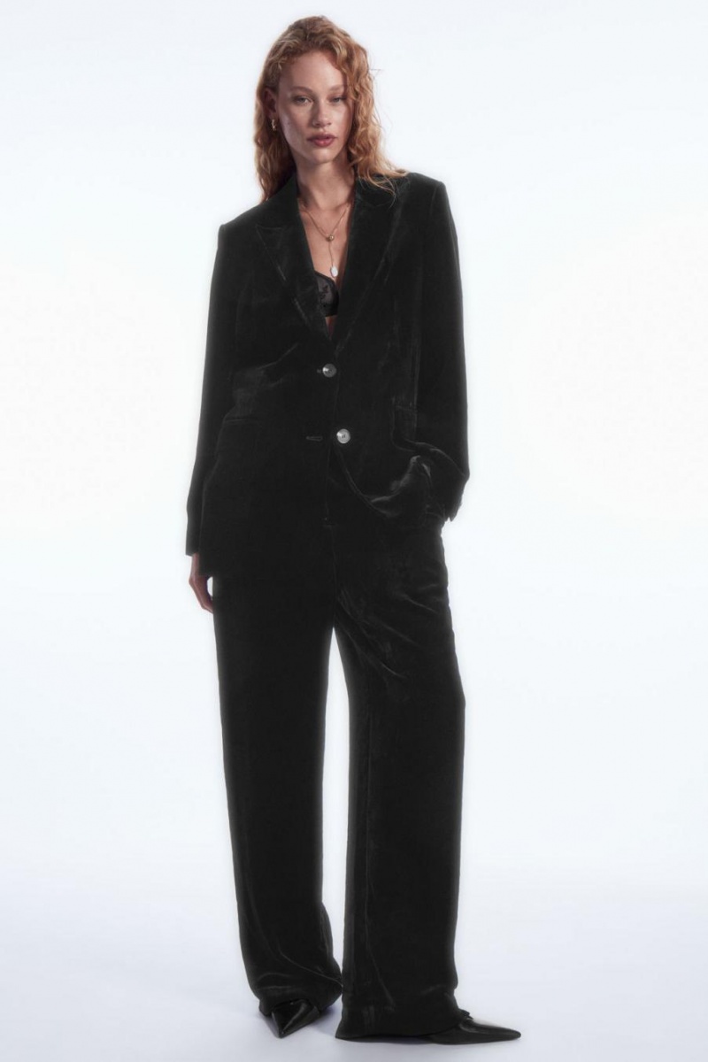 Blazer Dama COS Silk-blend Velvet Negrii | PRCNG-3610