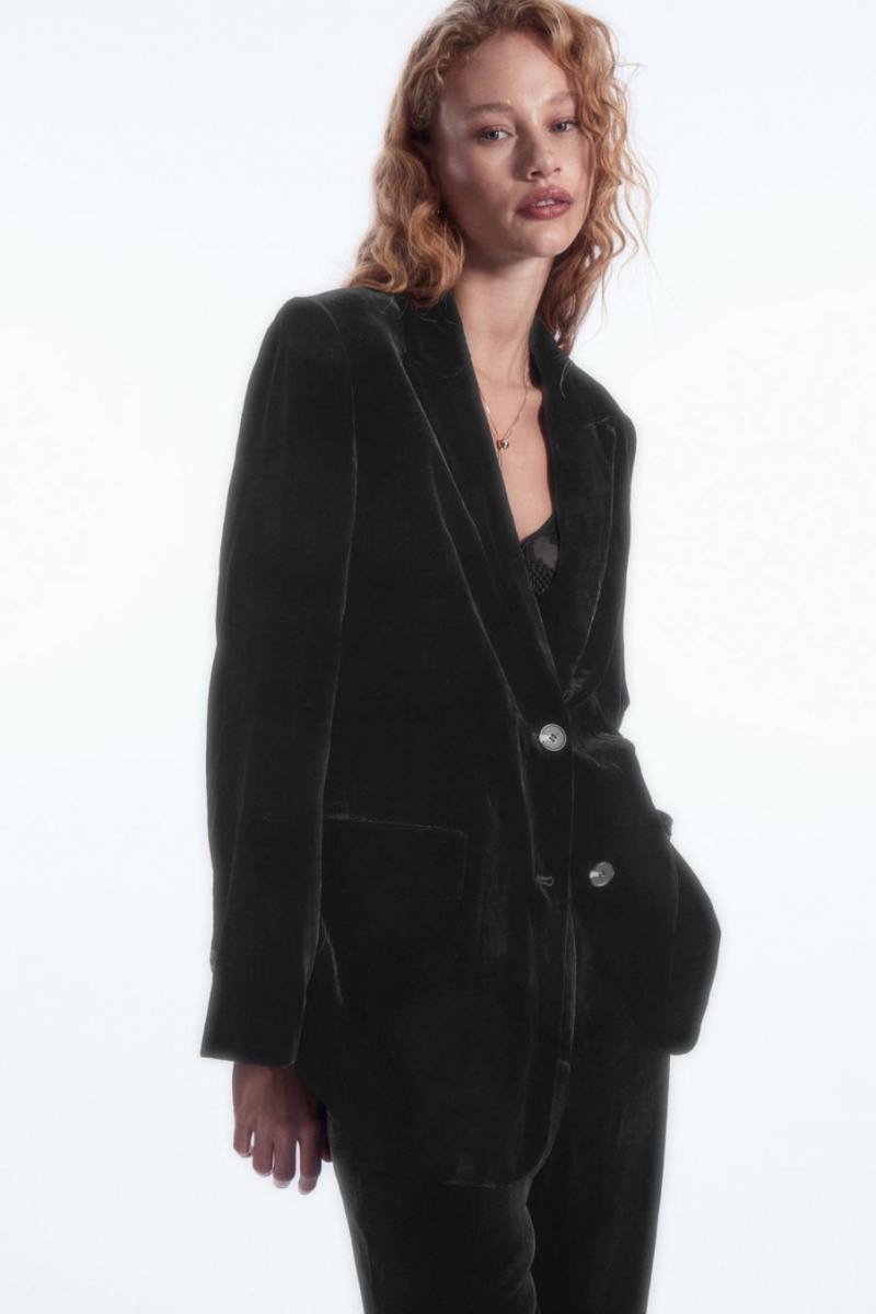 Blazer Dama COS Silk-blend Velvet Negrii | PRCNG-3610