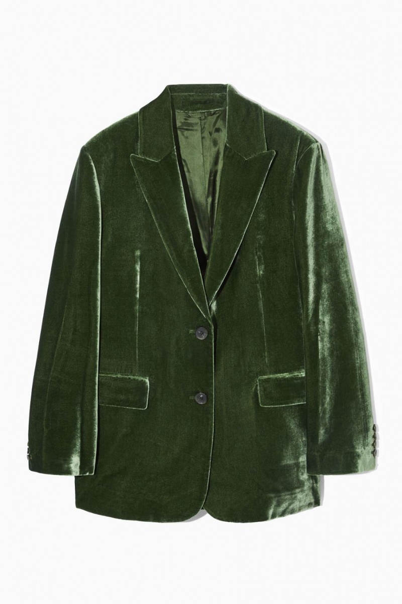 Blazer Dama COS Silk-blend Velvet Verzi Inchis | FJOQT-3896