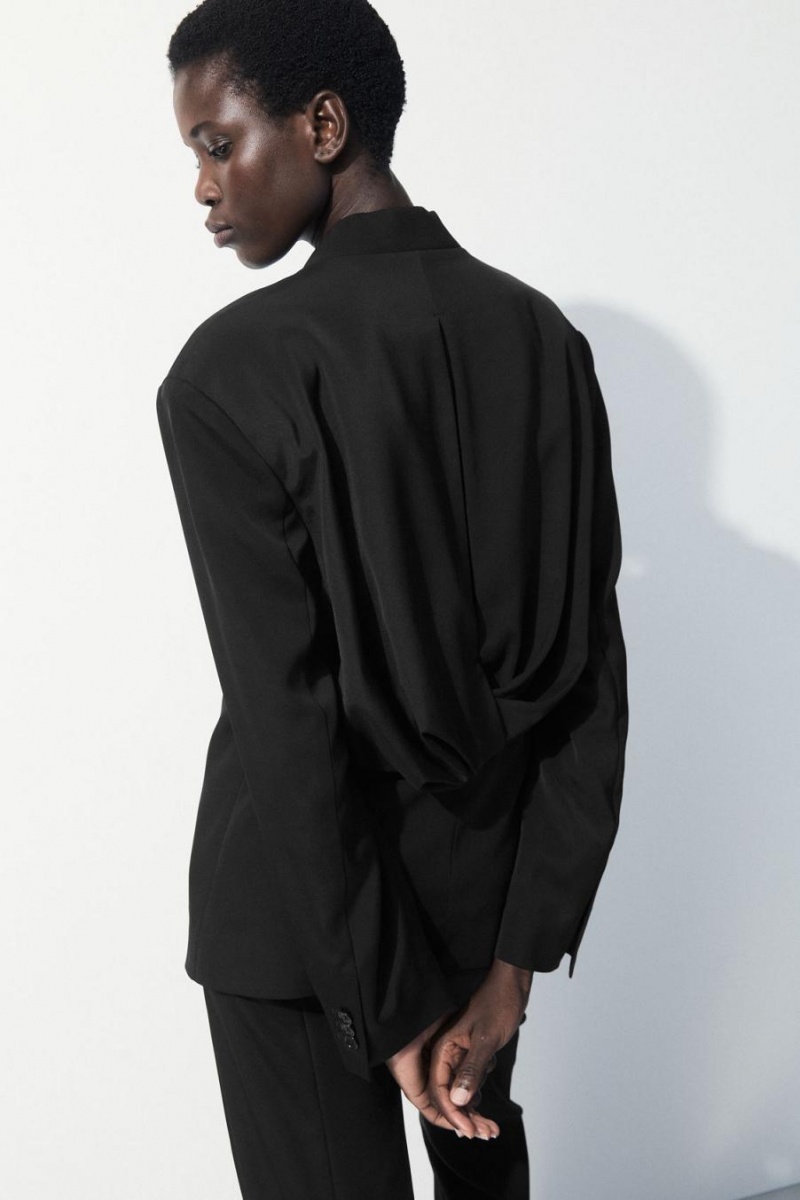Blazer Dama COS The Draped-waist Negrii | ANPHK-7516