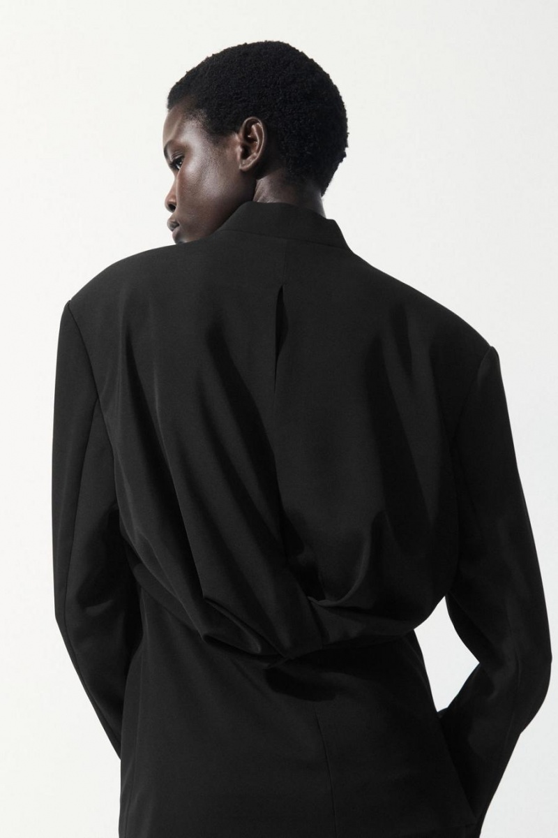 Blazer Dama COS The Draped-waist Negrii | ANPHK-7516