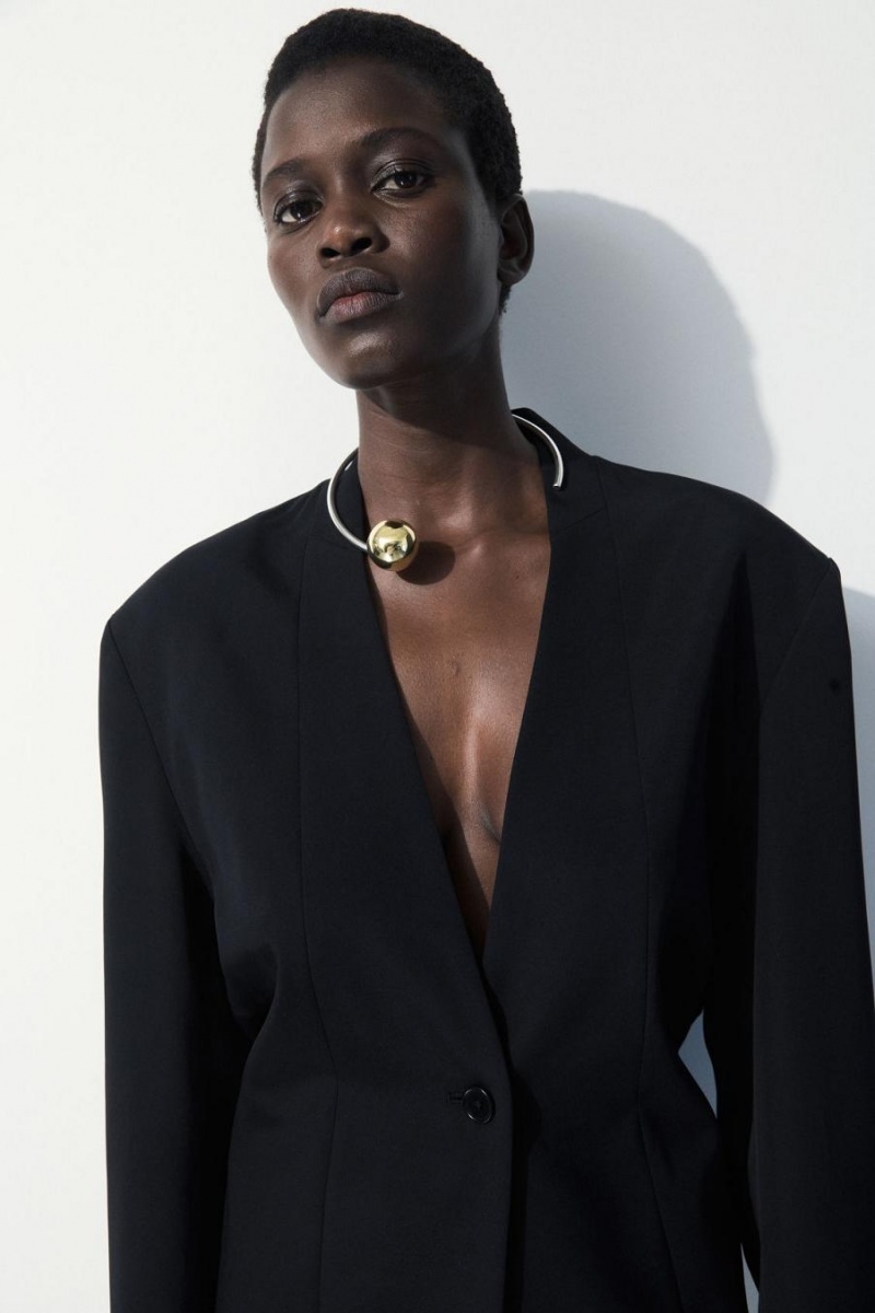 Blazer Dama COS The Draped-waist Negrii | ANPHK-7516