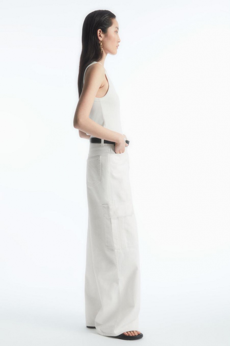 Blugi Dama COS Denim Cargo Albi | FWSMD-1295