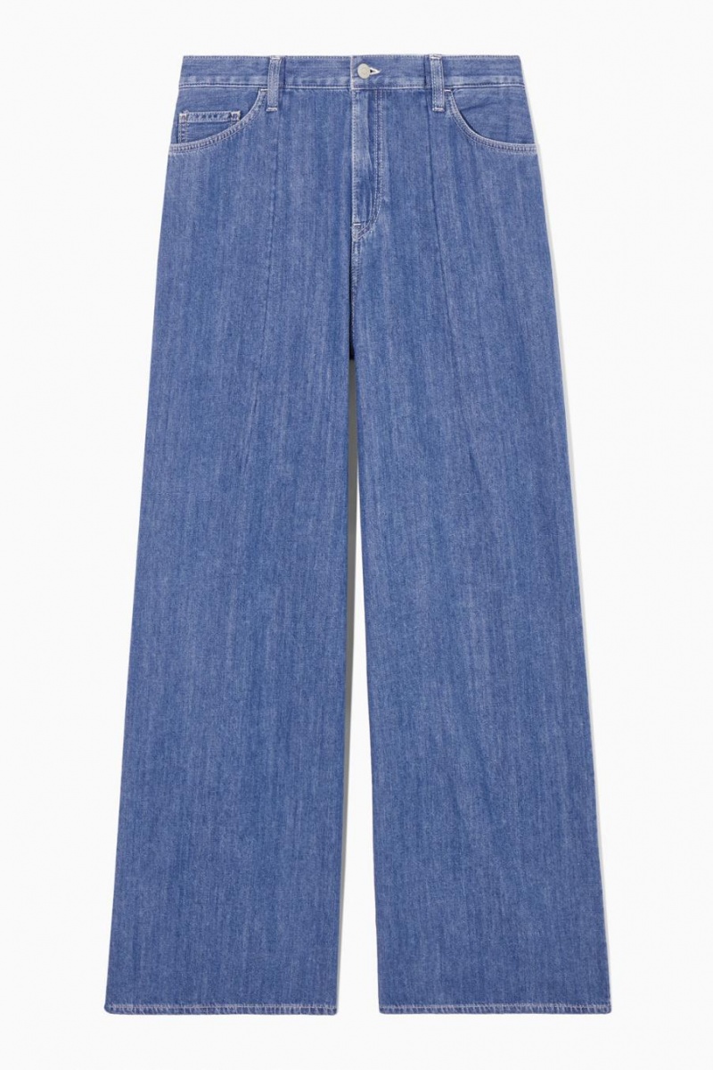 Blugi Dama COS Largi-leg High-rise Albastri Deschis | DBTEF-0259