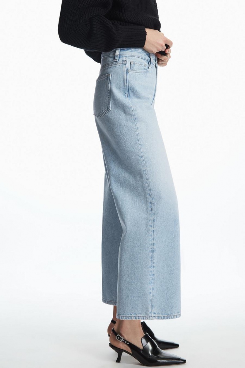 Blugi Dama COS Largi-leg High-rise Ankle-length Albastri | OHSBA-4952