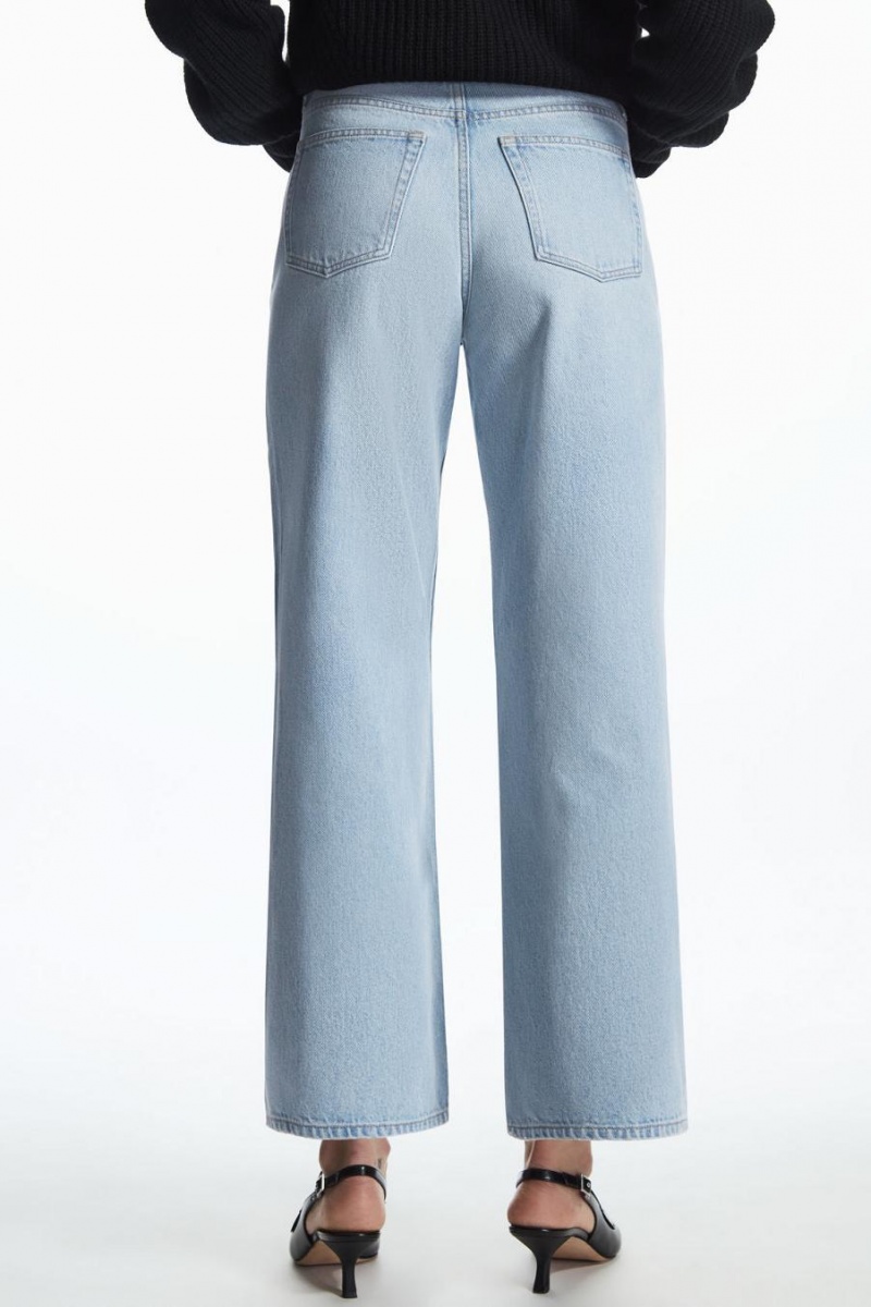 Blugi Dama COS Largi-leg High-rise Ankle-length Albastri | OHSBA-4952