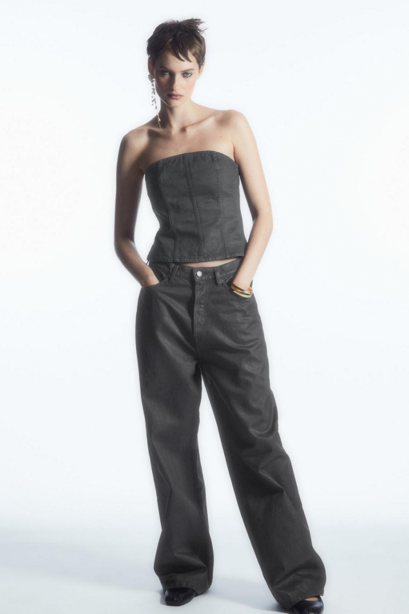 Blugi Dama COS Volume Coated-denim - Largi Negrii | KVRQP-3957