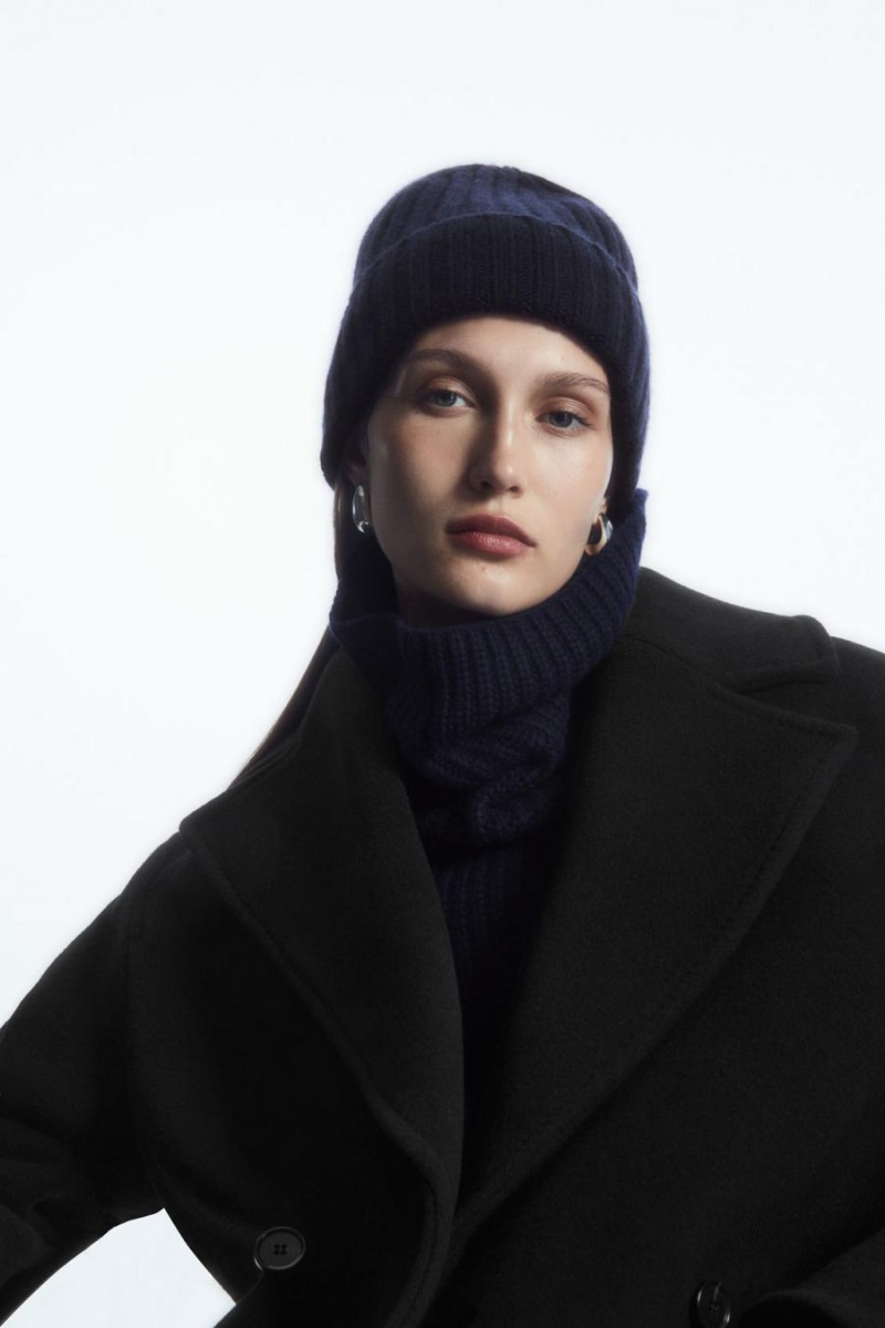 Caciula Dama COS Grosolan Pure Cashmere Bleumarin | DQPTH-6307