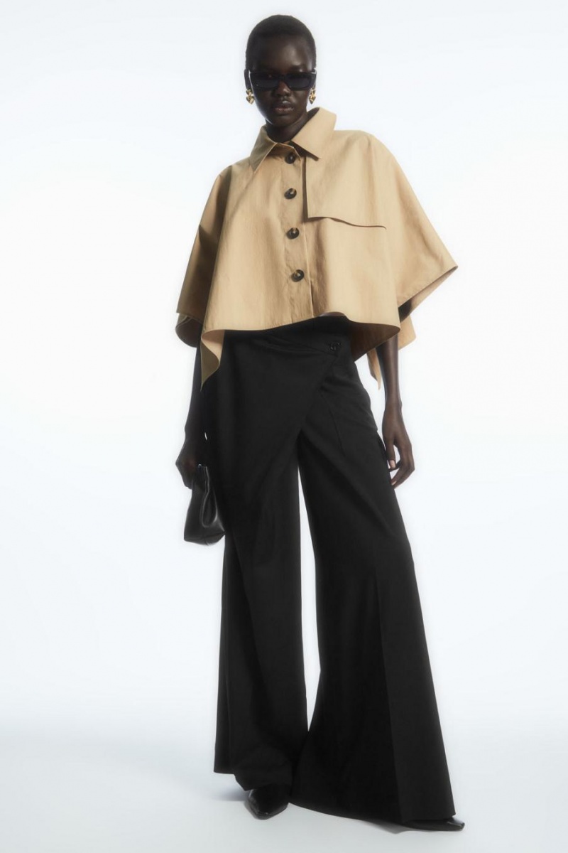 Capes Dama COS Cropped Trench Coat Bej Deschis | KXATD-4097