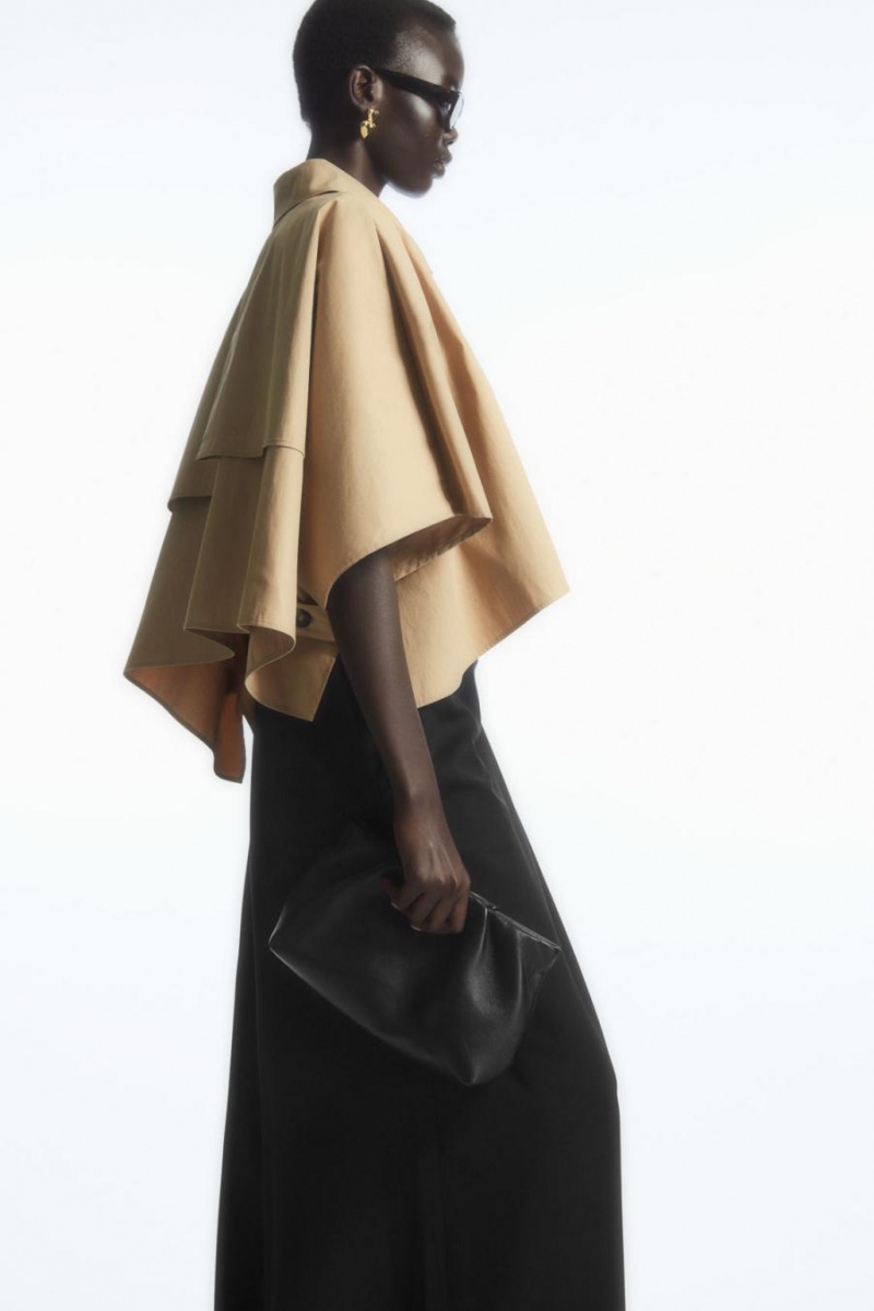 Capes Dama COS Cropped Trench Coat Bej Deschis | KXATD-4097