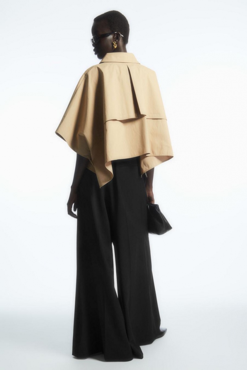 Capes Dama COS Cropped Trench Coat Bej Deschis | KXATD-4097
