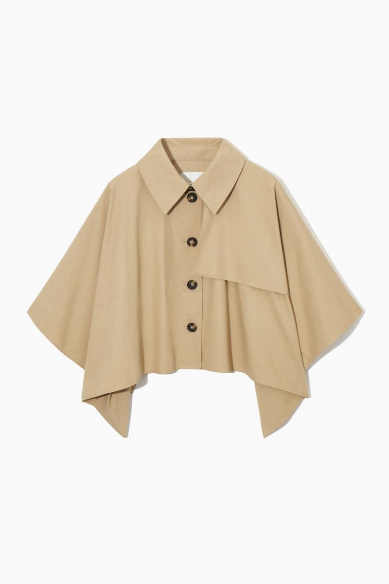 Capes Dama COS Cropped Trench Coat Bej Deschis | KXATD-4097