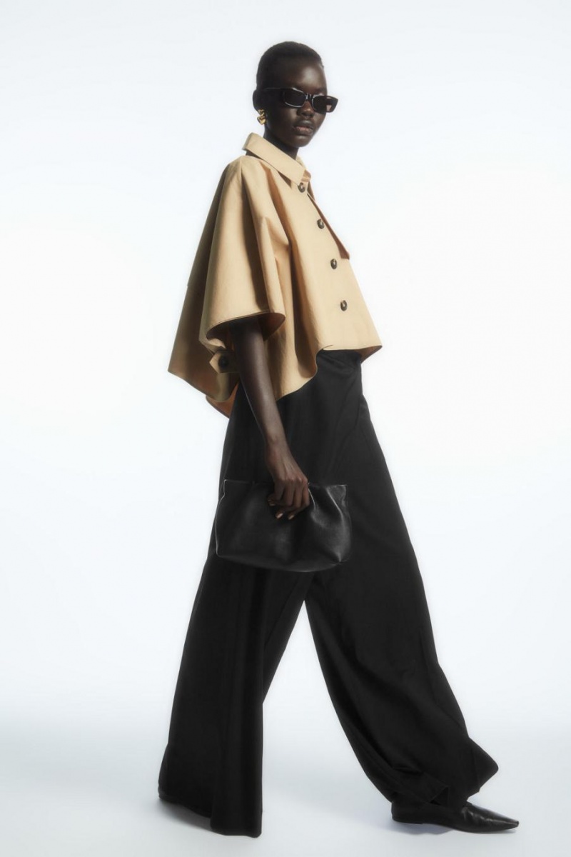 Capes Dama COS Cropped Trench Coat Bej Deschis | KXATD-4097
