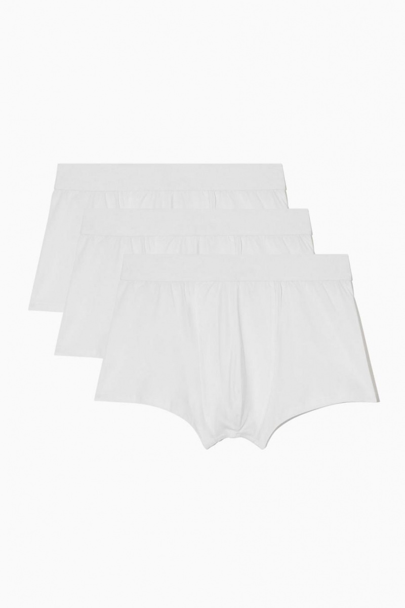 Chiloți Barbati COS 3-pack Jersey Boxer Albi | SLHXC-5604