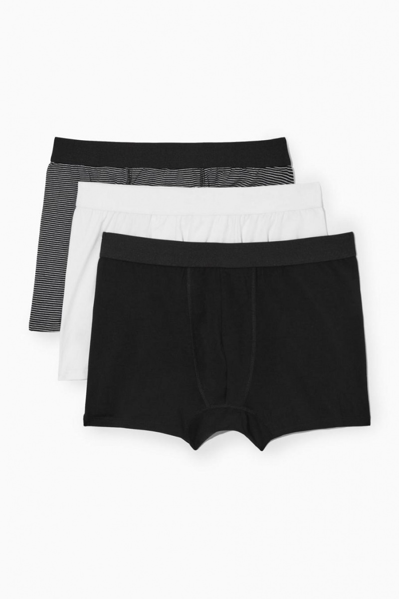 Chiloți Barbati COS 3-pack Long Boxer Negrii Albi | AHJNP-2508