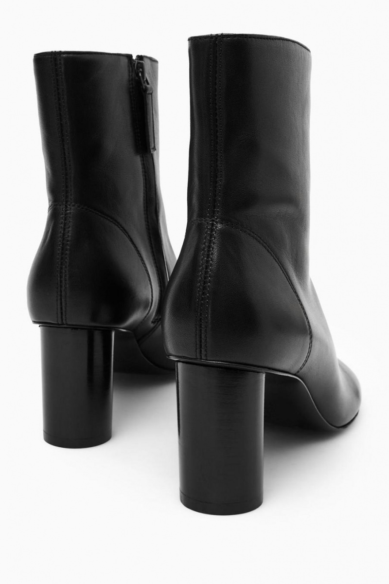 Cizme Dama COS Cylinder-heel Piele Sock Negrii | YGKUD-7028