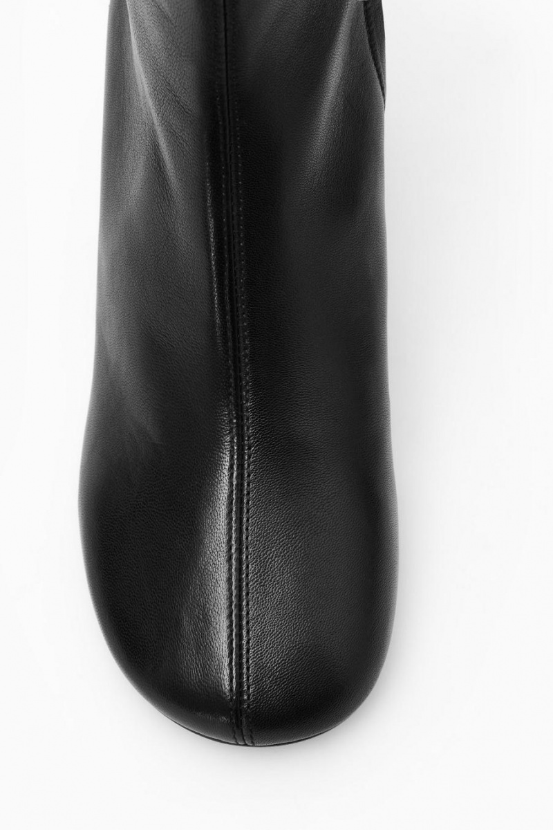 Cizme Dama COS Cylinder-heel Piele Sock Negrii | YGKUD-7028