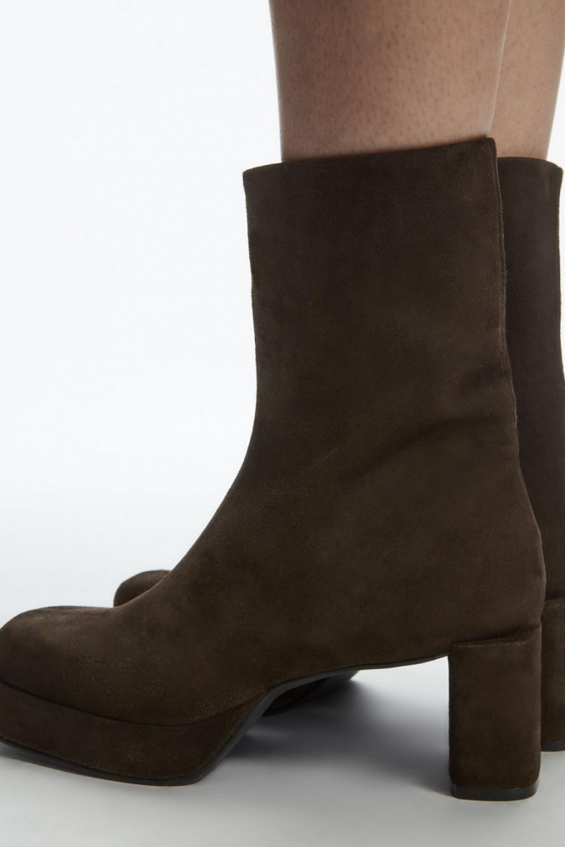Cizme Dama COS Square-toe Platforma Maro Inchis | SBAXO-9461
