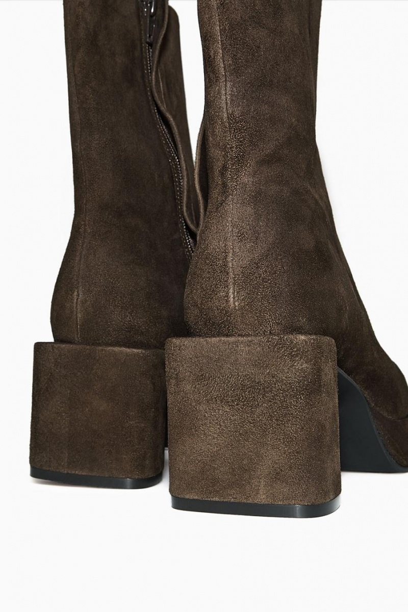 Cizme Dama COS Square-toe Platforma Maro Inchis | SBAXO-9461