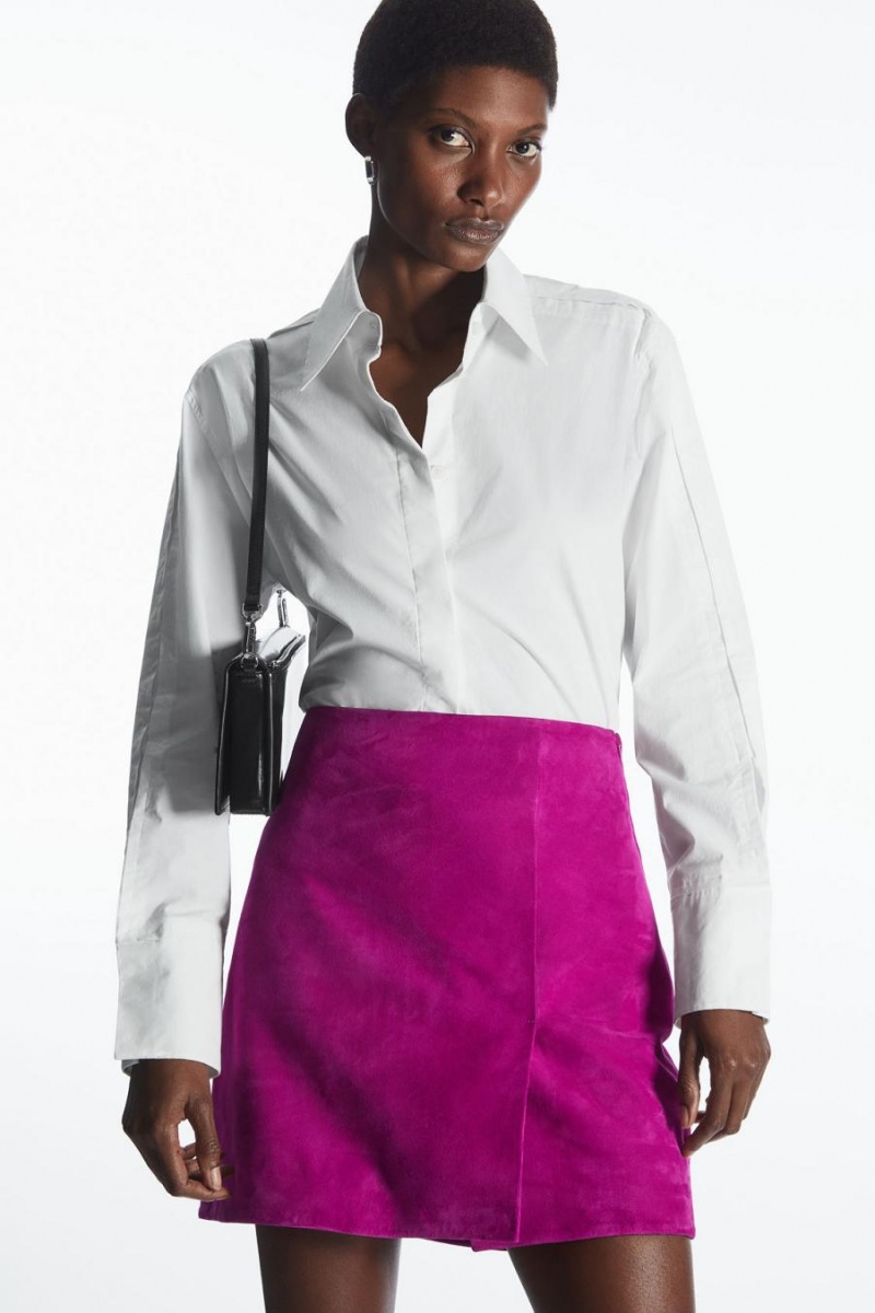 Fusta Dama COS A-line Piele Intoarsa Violet | LXUIK-2374