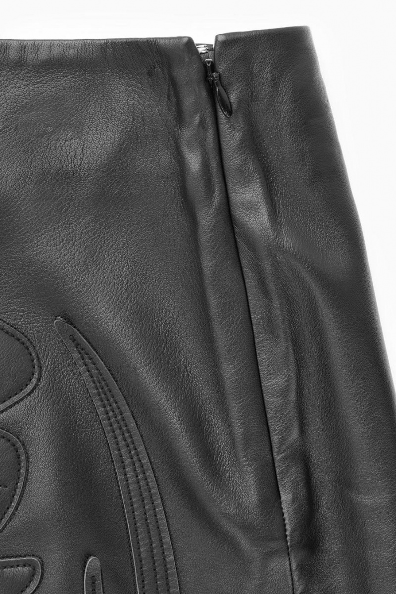 Fusta Dama COS Appliquéd Piele Mini Negrii | YBRSW-7235