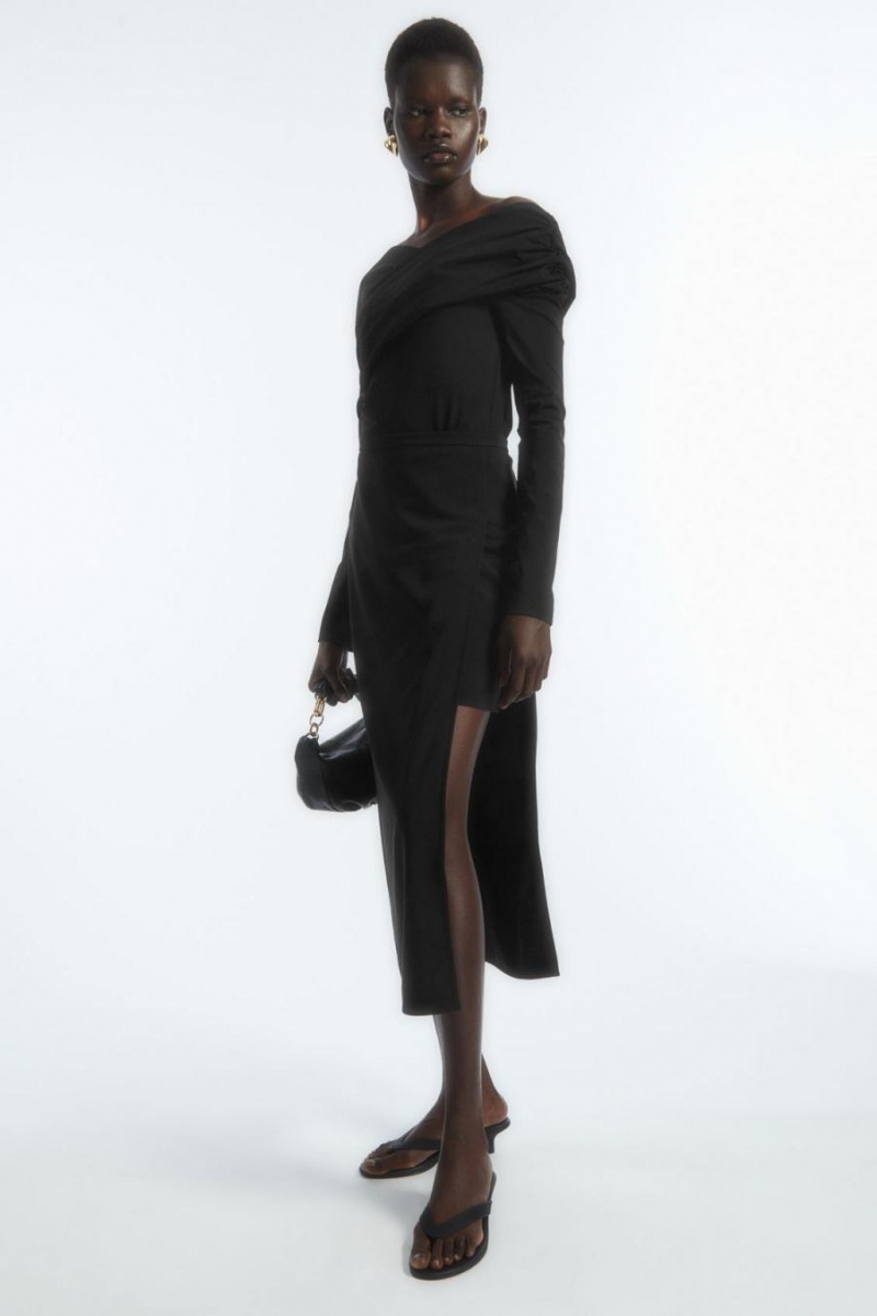 Fusta Dama COS Asymmetric Cutout Negrii | YLKEI-5640