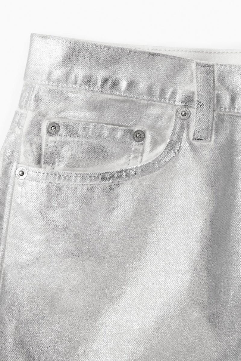 Fusta Dama COS Coated-denim Maxi Argintii | VODUE-5310