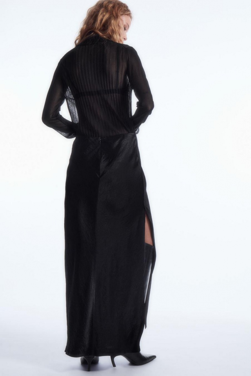 Fusta Dama COS Crinkled-satin Maxi Negrii | QVYHB-2680