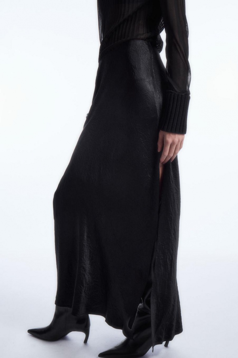 Fusta Dama COS Crinkled-satin Maxi Negrii | QVYHB-2680