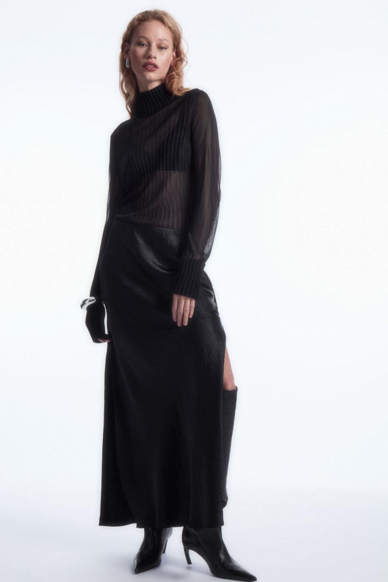 Fusta Dama COS Crinkled-satin Maxi Negrii | QVYHB-2680