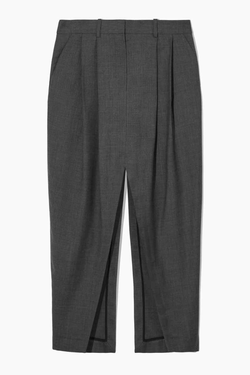 Fusta Dama COS Deconstructed Lână Pencil Gri Inchis | ECGFJ-5930