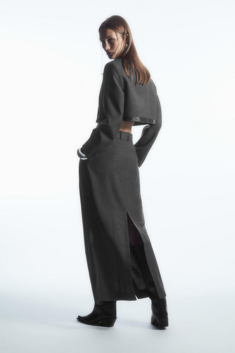 Fusta Dama COS Deconstructed Lână Pencil Gri Inchis | YXBUT-3582