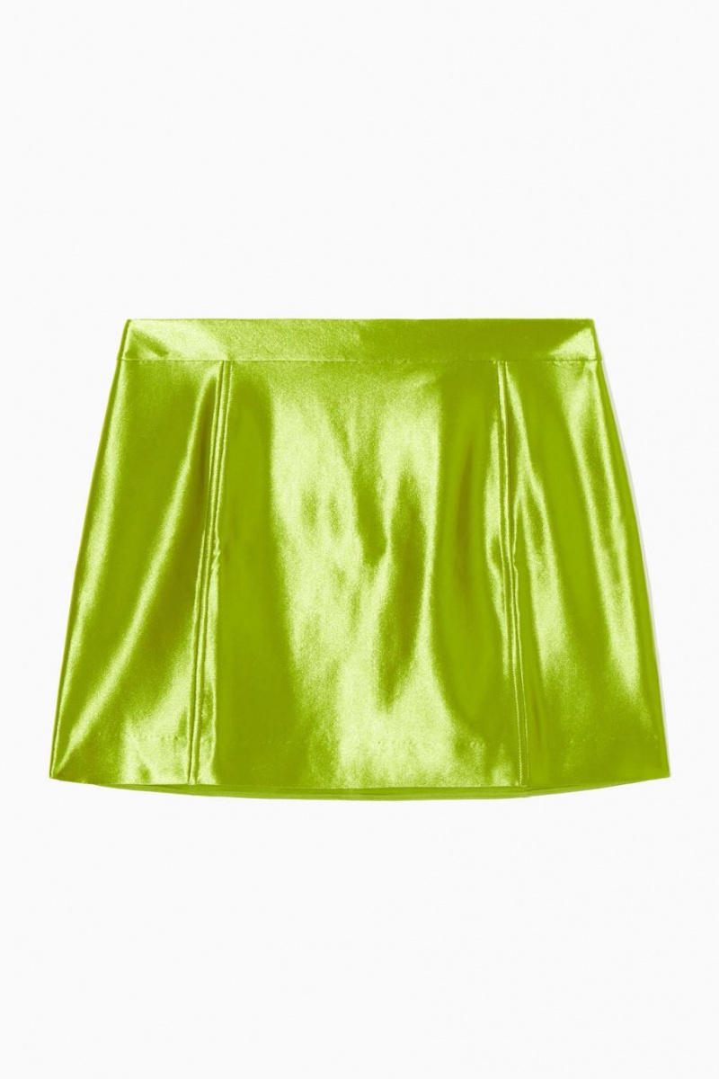 Fusta Dama COS High-shine Satin Mini Verzi | ZFLPU-7813