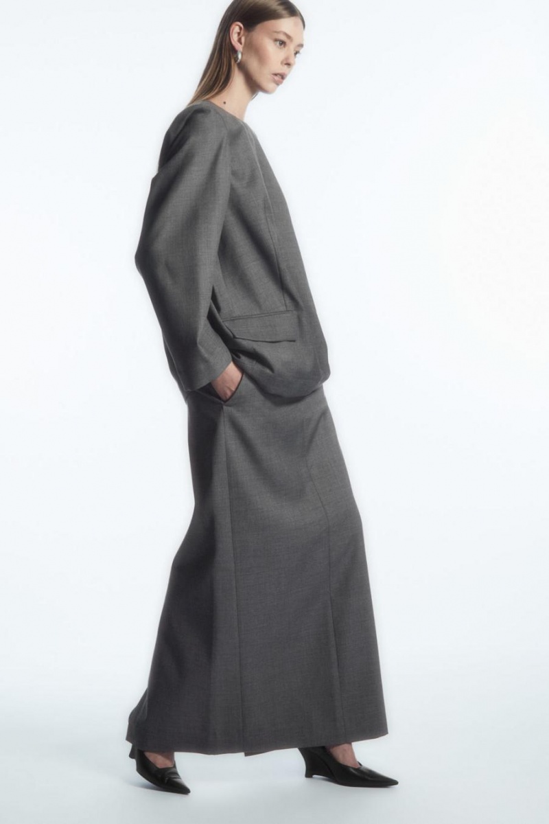 Fusta Dama COS Lână Column Maxi Gri | PNRSD-3862