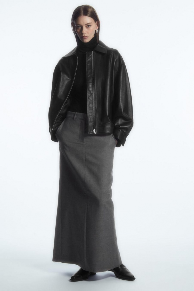 Fusta Dama COS Lână Column Maxi Gri | PNRSD-3862