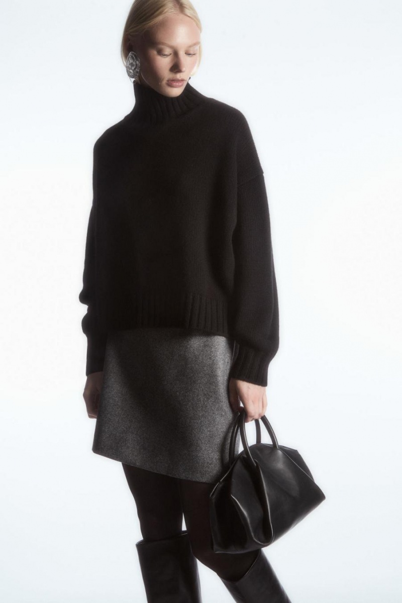 Fusta Dama COS Lână-jacquard Mini Negrii Albi | PEBVT-5280