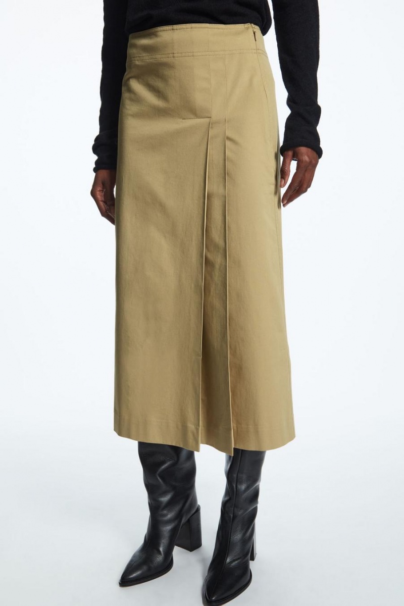 Fusta Dama COS Plisat Midi Wrap Bej | OFZQX-3026