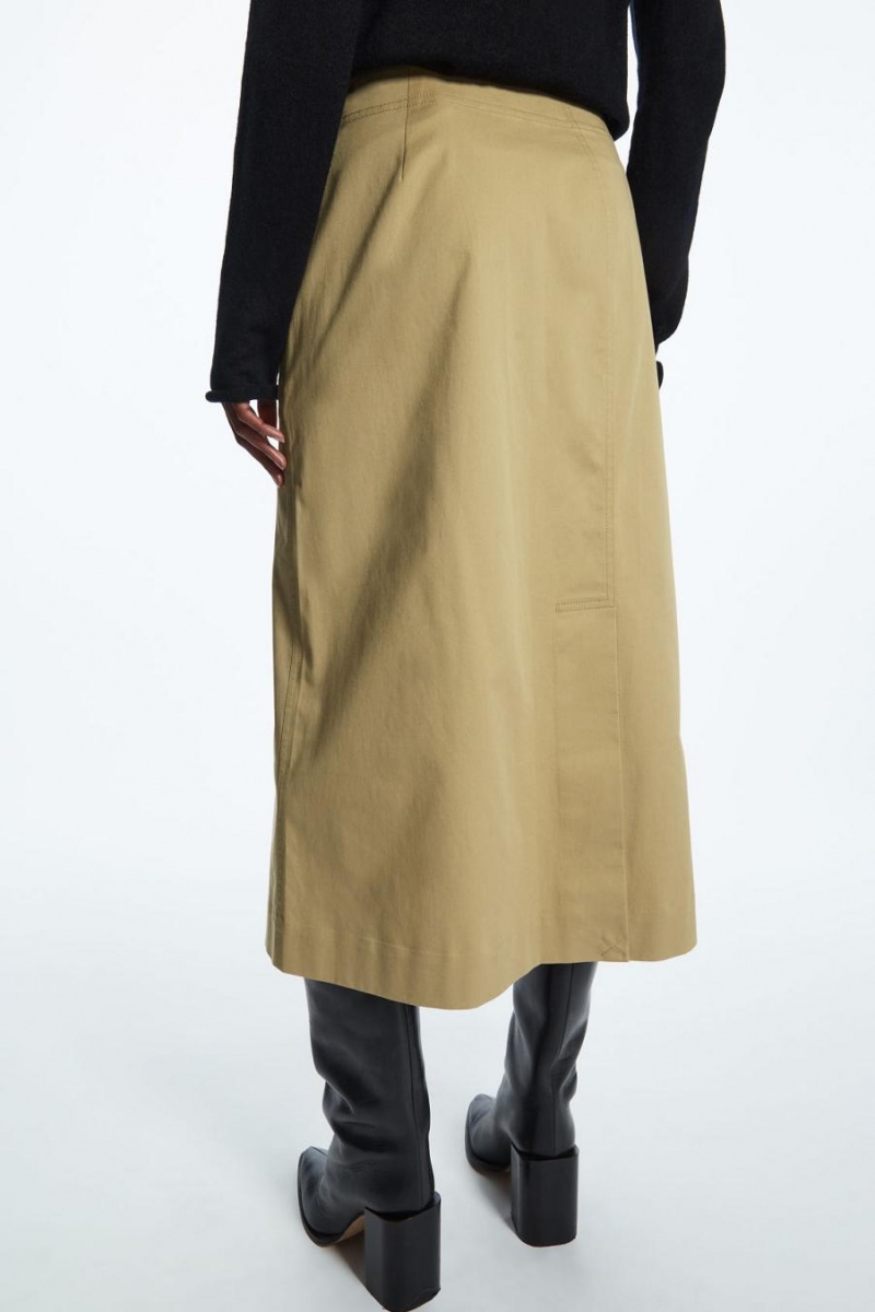 Fusta Dama COS Plisat Midi Wrap Bej | OFZQX-3026