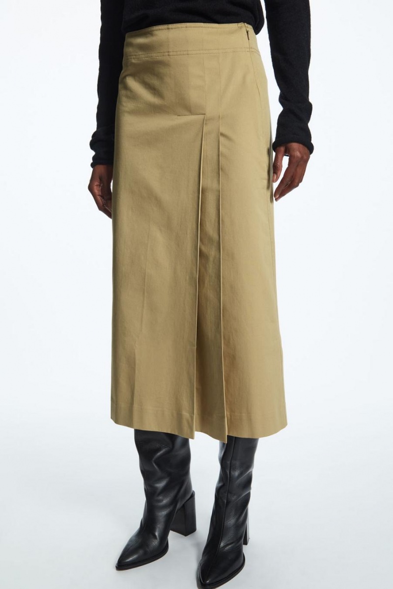 Fusta Dama COS Plisat Midi Wrap Bej | OFZQX-3026